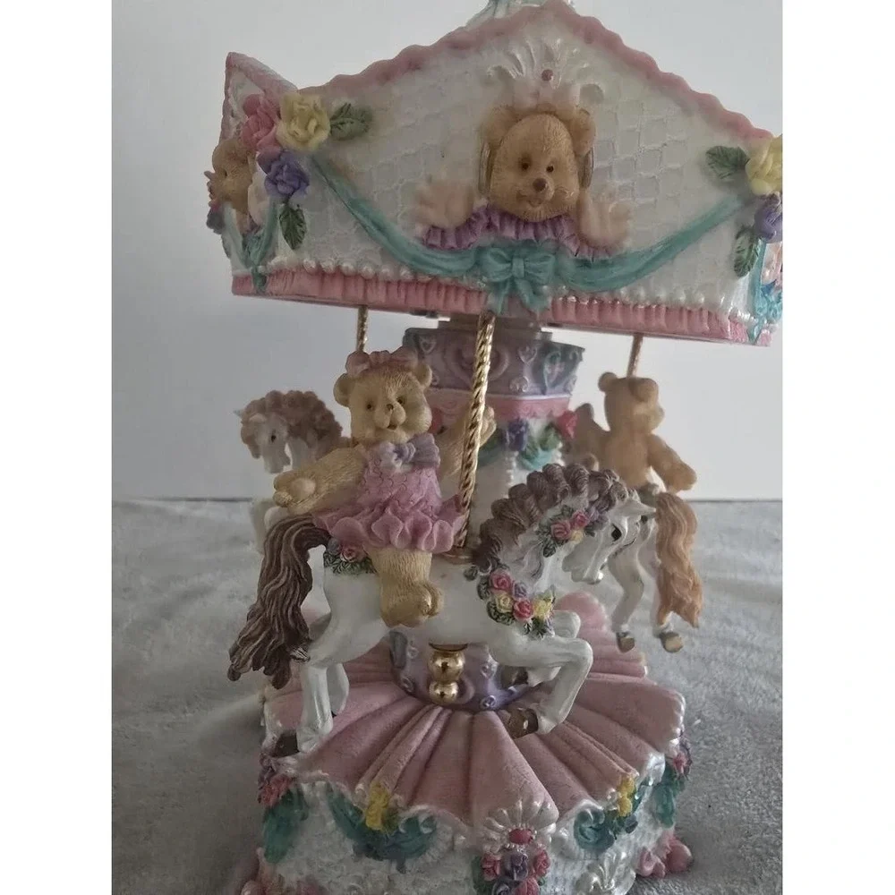Classic Treasures Teddy Bear Carousel Music Box Plays The Teddy Bear's Picnic 9